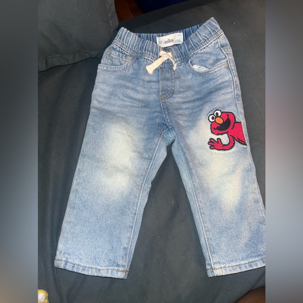 GAP Light Blue Kids Jeans with Red Elmo Patch